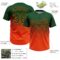 Custom Green Orange 3D Gradient Square Shape Two-Button Unisex Softball Jersey