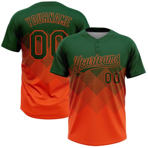 Softball1905 Custom Green Orange 3D Gradient Square Shape Two-Button Unisex Softball Jersey