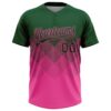 Custom Green Pink 3D Gradient Square Shape Two-Button Unisex Softball Jersey