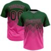 Custom Green Pink 3D Gradient Square Shape Two-Button Unisex Softball Jersey