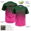 Custom Green Pink 3D Gradient Square Shape Two-Button Unisex Softball Jersey