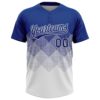 Custom Royal White 3D Gradient Square Shape Two-Button Unisex Softball Jersey