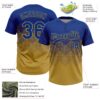 Custom Royal Old Gold 3D Gradient Square Shape Two-Button Unisex Softball Jersey