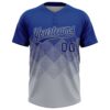 Custom Royal Gray 3D Gradient Square Shape Two-Button Unisex Softball Jersey