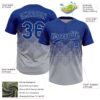 Custom Royal Gray 3D Gradient Square Shape Two-Button Unisex Softball Jersey