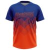 Custom Royal Orange 3D Gradient Square Shape Two-Button Unisex Softball Jersey