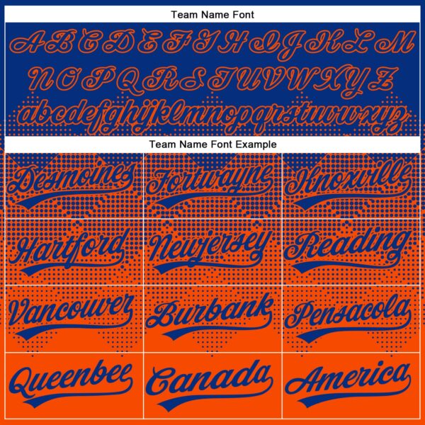 Custom Royal Orange 3D Gradient Square Shape Two-Button Unisex Softball Jersey