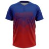 Custom Royal Red 3D Gradient Square Shape Two-Button Unisex Softball Jersey