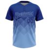 Custom Royal Light Blue 3D Gradient Square Shape Two-Button Unisex Softball Jersey
