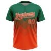 Custom Kelly Green Orange-White 3D Gradient Square Shape Two-Button Unisex Softball Jersey
