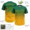 Custom Kelly Green Gold 3D Gradient Square Shape Two-Button Unisex Softball Jersey