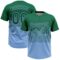 Custom Kelly Green Light Blue 3D Gradient Square Shape Two-Button Unisex Softball Jersey