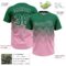 Custom Kelly Green Light Pink 3D Gradient Square Shape Two-Button Unisex Softball Jersey