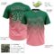 Custom Kelly Green Medium Pink 3D Gradient Square Shape Two-Button Unisex Softball Jersey