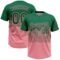 Custom Kelly Green Medium Pink 3D Gradient Square Shape Two-Button Unisex Softball Jersey