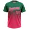Custom Kelly Green Neon Pink-White 3D Gradient Square Shape Two-Button Unisex Softball Jersey