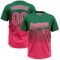 Custom Kelly Green Neon Pink-White 3D Gradient Square Shape Two-Button Unisex Softball Jersey