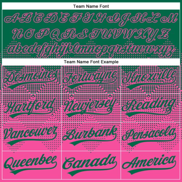Custom Kelly Green Pink 3D Gradient Square Shape Two-Button Unisex Softball Jersey