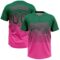 Custom Kelly Green Pink 3D Gradient Square Shape Two-Button Unisex Softball Jersey
