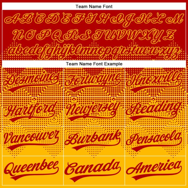Custom Red Gold 3D Gradient Square Shape Two-Button Unisex Softball Jersey