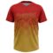 Custom Red Old Gold 3D Gradient Square Shape Two-Button Unisex Softball Jersey