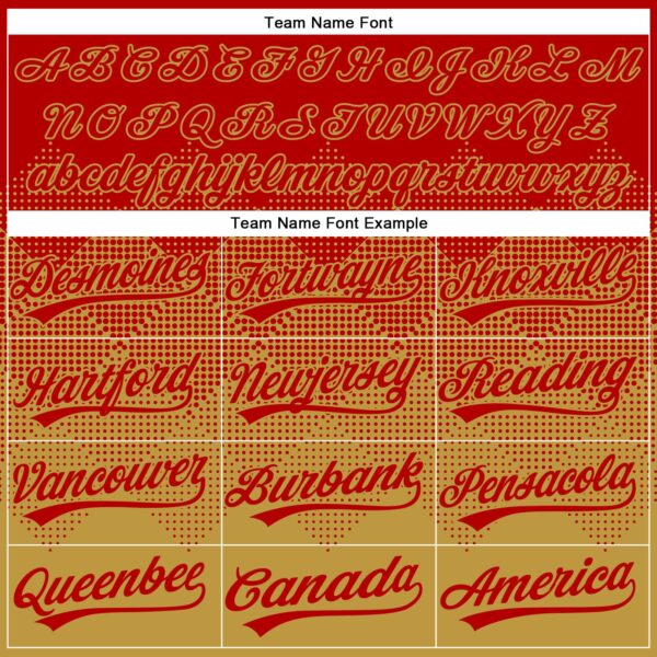 Custom Red Old Gold 3D Gradient Square Shape Two-Button Unisex Softball Jersey