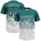 Custom Teal White 3D Gradient Square Shape Two-Button Unisex Softball Jersey