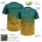 Custom Teal Old Gold 3D Gradient Square Shape Two-Button Unisex Softball Jersey