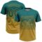 Custom Teal Old Gold 3D Gradient Square Shape Two-Button Unisex Softball Jersey