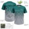 Custom Teal Gray 3D Gradient Square Shape Two-Button Unisex Softball Jersey