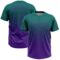 Custom Teal Purple 3D Gradient Square Shape Two-Button Unisex Softball Jersey