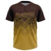 Custom Brown Old Gold 3D Gradient Square Shape Two-Button Unisex Softball Jersey