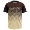 Custom Brown Cream 3D Gradient Square Shape Two-Button Unisex Softball Jersey