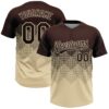 Custom Brown Cream 3D Gradient Square Shape Two-Button Unisex Softball Jersey