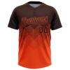 Custom Brown Orange 3D Gradient Square Shape Two-Button Unisex Softball Jersey