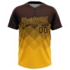 Custom Brown Gold 3D Gradient Square Shape Two-Button Unisex Softball Jersey