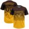 Custom Brown Gold 3D Gradient Square Shape Two-Button Unisex Softball Jersey