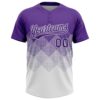 Custom Purple White 3D Gradient Square Shape Two-Button Unisex Softball Jersey