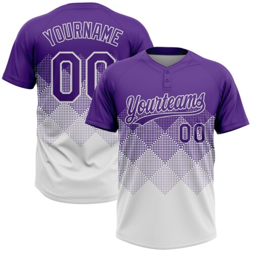 Softball1949 Custom Purple White 3D Gradient Square Shape Two-Button Unisex Softball Jersey