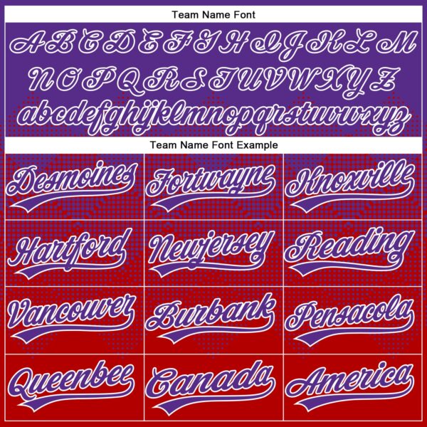 Custom Purple Red-White 3D Gradient Square Shape Two-Button Unisex Softball Jersey