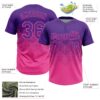 Custom Purple Pink 3D Gradient Square Shape Two-Button Unisex Softball Jersey