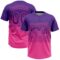 Custom Purple Pink 3D Gradient Square Shape Two-Button Unisex Softball Jersey