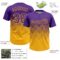 Custom Purple Gold 3D Gradient Square Shape Two-Button Unisex Softball Jersey