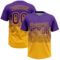 Custom Purple Gold 3D Gradient Square Shape Two-Button Unisex Softball Jersey