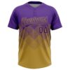 Custom Purple Old Gold 3D Gradient Square Shape Two-Button Unisex Softball Jersey