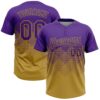 Custom Purple Old Gold 3D Gradient Square Shape Two-Button Unisex Softball Jersey