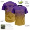Custom Purple Old Gold 3D Gradient Square Shape Two-Button Unisex Softball Jersey
