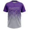 Custom Purple Gray 3D Gradient Square Shape Two-Button Unisex Softball Jersey