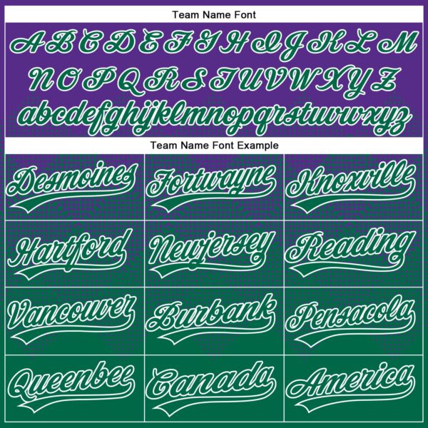 Custom Purple Kelly Green-White 3D Gradient Square Shape Two-Button Unisex Softball Jersey