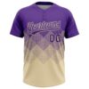 Custom Purple Cream 3D Gradient Square Shape Two-Button Unisex Softball Jersey